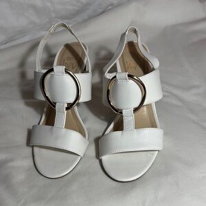 Impo White Heels with Gold Ring Detail
